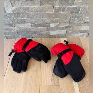 Kids Gordini Ski Snow Red Black Gloves Mittens